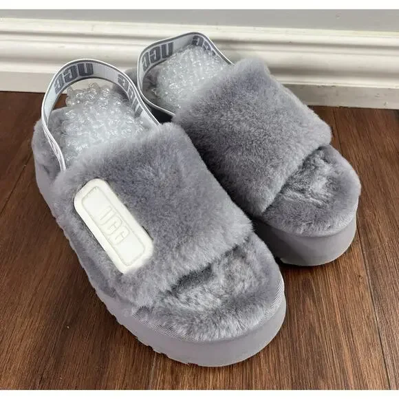 UGG Soft Amethyst Plush Shearling Disco Platform Cozy Slide Sandals - Picture 5 of 11